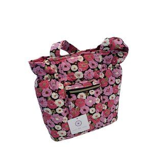 Cul-de-Sac Fabric Tote Handbag Floral Pink Purple New Double Handle Snap Top
